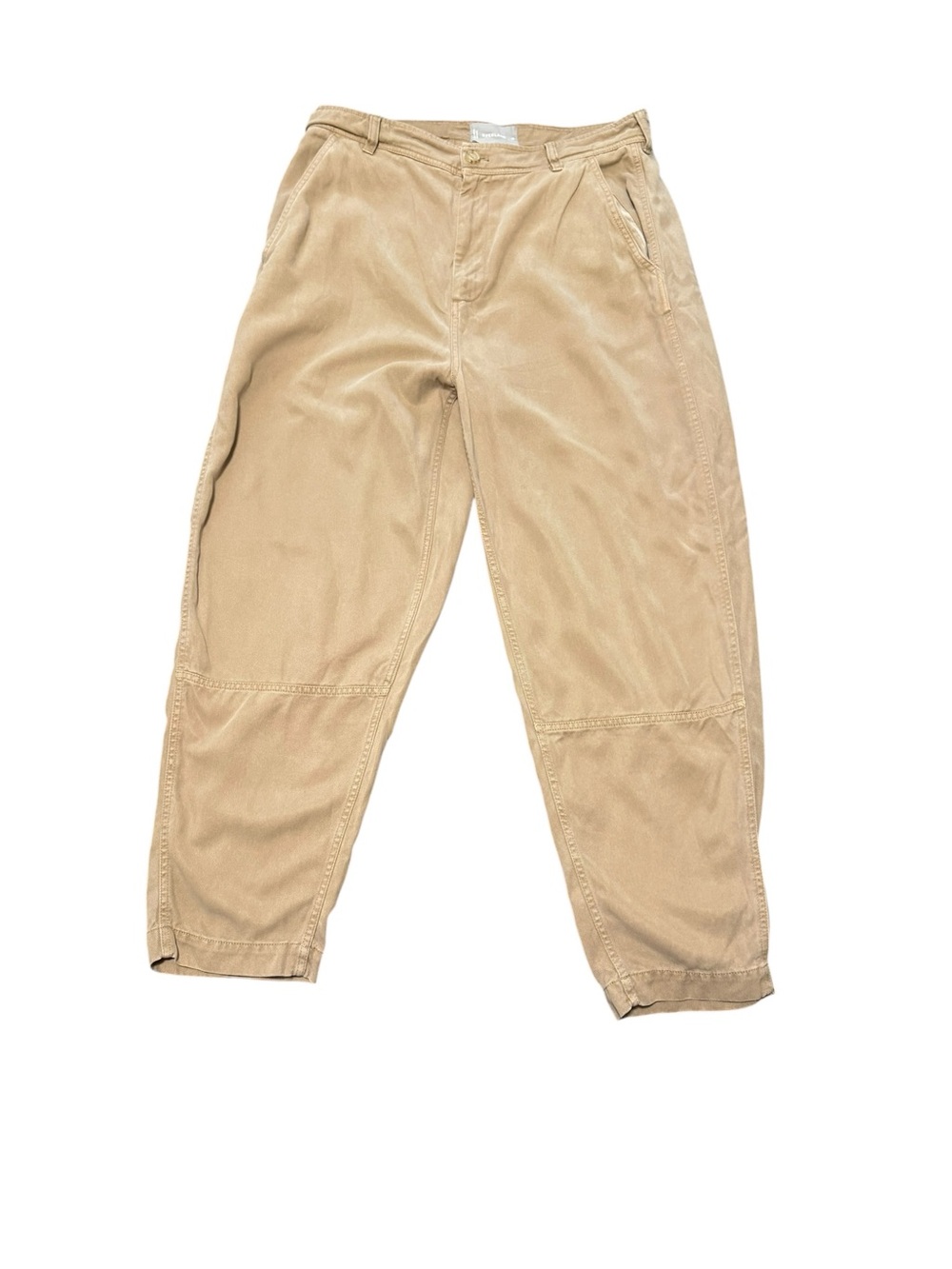 Everlane Barrel Leg Cropped Pants Tan Khaki Size 12 - Picture 2 of 8